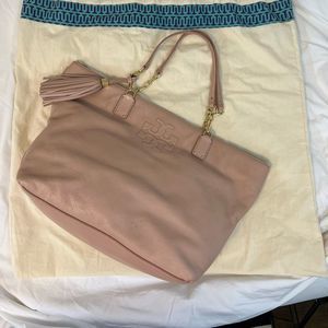 Tory Burch All Leather Large Shoulder Bag in Blush